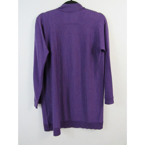 Eileen Fisher XS Purple 100% Merino Wool Open Front Cardigan Topper Layering - Picture 3 of 3